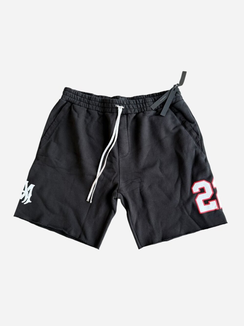 Amiri Black & White 22 Football Logo Shorts